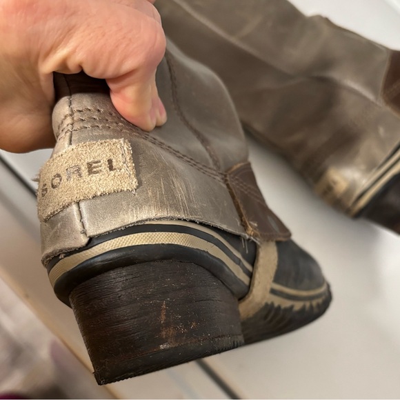 SOREL SLIMPACK TALL BOOTS Size 8 Equestrian Riding Leather Shale Gray Rain Snow - Picture 10 of 12